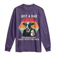 Just A Dad Who Always Came Back With The Milk Long Sleeve Shirt Funny Cow Father's Day - Wonder Print Shop