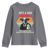 Just A Dad Who Always Came Back With The Milk Youth Sweatshirt Funny Cow Father's Day - Wonder Print Shop
