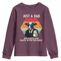 Just A Dad Who Always Came Back With The Milk Youth Sweatshirt Funny Cow Father's Day - Wonder Print Shop
