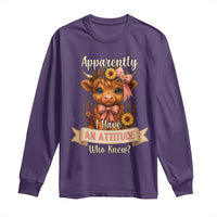 Apparently I Have An Attitude Who Knew Long Sleeve Shirt Funny Sarcasm Highland Cow - Wonder Print Shop