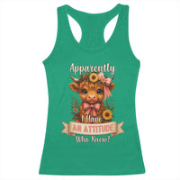 Apparently I Have An Attitude Who Knew Racerback Tank Top Funny Sarcasm Highland Cow - Wonder Print Shop