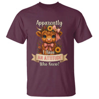 Apparently I Have An Attitude Who Knew T Shirt Funny Sarcasm Highland Cow - Wonder Print Shop
