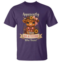 Apparently I Have An Attitude Who Knew T Shirt Funny Sarcasm Highland Cow - Wonder Print Shop