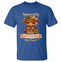 Apparently I Have An Attitude Who Knew T Shirt Funny Sarcasm Highland Cow - Wonder Print Shop