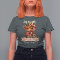 Apparently I Have An Attitude Who Knew T Shirt For Women Funny Sarcasm Highland Cow - Wonder Print Shop