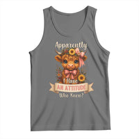 Apparently I Have An Attitude Who Knew Tank Top Funny Sarcasm Highland Cow - Wonder Print Shop
