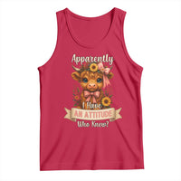 Apparently I Have An Attitude Who Knew Tank Top Funny Sarcasm Highland Cow - Wonder Print Shop