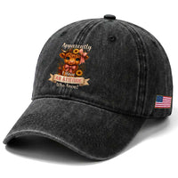 Apparently I Have An Attitude Who Knew Washed Cotton Baseball Cap Funny Sarcasm Highland Cow