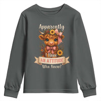 Apparently I Have An Attitude Who Knew Youth Sweatshirt Funny Sarcasm Highland Cow - Wonder Print Shop