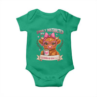 Easily Distracted By Cow And Coffee Baby Onesie Funny Highland Cow - Wonder Print Shop