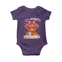 Easily Distracted By Cow And Coffee Baby Onesie Funny Highland Cow - Wonder Print Shop