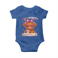 Easily Distracted By Cow And Coffee Baby Onesie Funny Highland Cow - Wonder Print Shop
