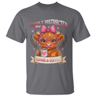 Easily Distracted By Cow And Coffee T Shirt Funny Highland Cow - Wonder Print Shop