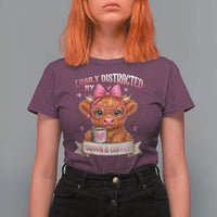 Easily Distracted By Cow And Coffee T Shirt For Women Funny Highland Cow - Wonder Print Shop