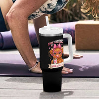 Easily Distracted By Cow And Coffee Tumbler With Handle Funny Highland Cow