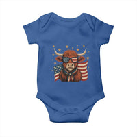 Funny Highland Cow Baby Onesie USA Flag Patriotic Cow Farmer - Wonder Print Shop