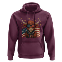 Funny Highland Cow Hoodie USA Flag Patriotic Cow Farmer - Wonder Print Shop