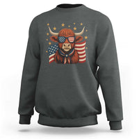 Funny Highland Cow Sweatshirt USA Flag Patriotic Cow Farmer - Wonder Print Shop