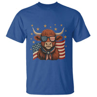 Funny Highland Cow T Shirt USA Flag Patriotic Cow Farmer - Wonder Print Shop
