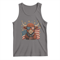 Funny Highland Cow Tank Top USA Flag Patriotic Cow Farmer - Wonder Print Shop