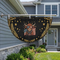 Funny Highland Cow Patriotic Fan Flag USA Flag Cow Farmer Gift