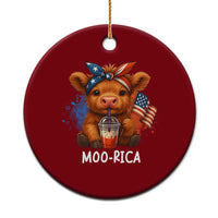 Funny Highland Cow Patriotic Ceramic Ornament Moo Rica USA Flag Cow Farmer - Wonder Print Shop