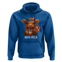 Funny Highland Cow Patriotic Hoodie Moo Rica USA Flag Cow Farmer - Wonder Print Shop