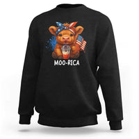 Funny Highland Cow Patriotic Sweatshirt Moo Rica USA Flag Cow Farmer - Wonder Print Shop