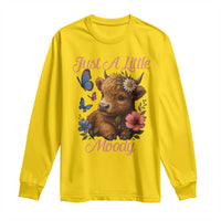 Just A Little Moody Long Sleeve Shirt Funny Sarcasm Highland Cow - Wonder Print Shop
