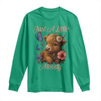 Just A Little Moody Long Sleeve Shirt Funny Sarcasm Highland Cow - Wonder Print Shop