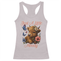 Just A Little Moody Racerback Tank Top Funny Sarcasm Highland Cow - Wonder Print Shop