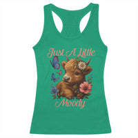 Just A Little Moody Racerback Tank Top Funny Sarcasm Highland Cow - Wonder Print Shop