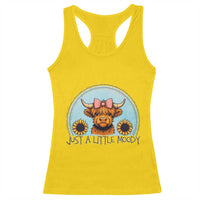 Just A Little Moody Racerback Tank Top Funny Sarcasm Highland Cattle - Wonder Print Shop