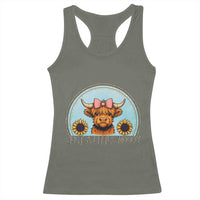 Just A Little Moody Racerback Tank Top Funny Sarcasm Highland Cattle - Wonder Print Shop