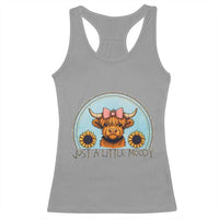 Just A Little Moody Racerback Tank Top Funny Sarcasm Highland Cattle - Wonder Print Shop