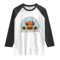 Just A Little Moody Raglan Shirt Funny Sarcasm Highland Cattle - Wonder Print Shop