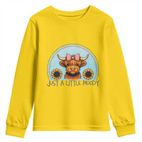 Just A Little Moody Youth Sweatshirt Funny Sarcasm Highland Cattle - Wonder Print Shop