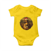 Chritsmas Mona Lisa Baby Onesie Funny Holiday Kitty Lover - Wonder Print Shop