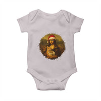 Chritsmas Mona Lisa Baby Onesie Funny Holiday Kitty Lover - Wonder Print Shop