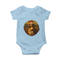 Chritsmas Mona Lisa Baby Onesie Funny Holiday Kitty Lover - Wonder Print Shop