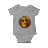 Chritsmas Mona Lisa Baby Onesie Funny Holiday Kitty Lover - Wonder Print Shop