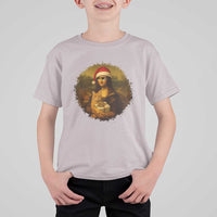 Chritsmas Mona Lisa T Shirt For Kid Funny Holiday Kitty Lover - Wonder Print Shop