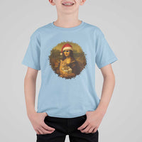 Chritsmas Mona Lisa T Shirt For Kid Funny Holiday Kitty Lover - Wonder Print Shop