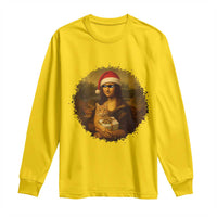 Chritsmas Mona Lisa Long Sleeve Shirt Funny Holiday Kitty Lover - Wonder Print Shop