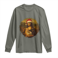 Chritsmas Mona Lisa Long Sleeve Shirt Funny Holiday Kitty Lover - Wonder Print Shop