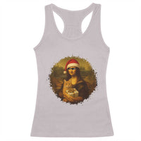 Chritsmas Mona Lisa Racerback Tank Top Funny Holiday Kitty Lover - Wonder Print Shop