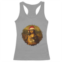 Chritsmas Mona Lisa Racerback Tank Top Funny Holiday Kitty Lover - Wonder Print Shop