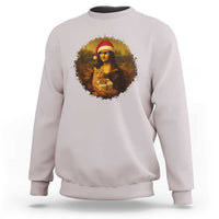 Chritsmas Mona Lisa Sweatshirt Funny Holiday Kitty Lover - Wonder Print Shop
