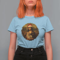 Chritsmas Mona Lisa T Shirt For Women Funny Holiday Kitty Lover - Wonder Print Shop