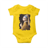 Funny Cat With A Pearl Earring Parody Art Baby Onesie - Wonder Print Shop